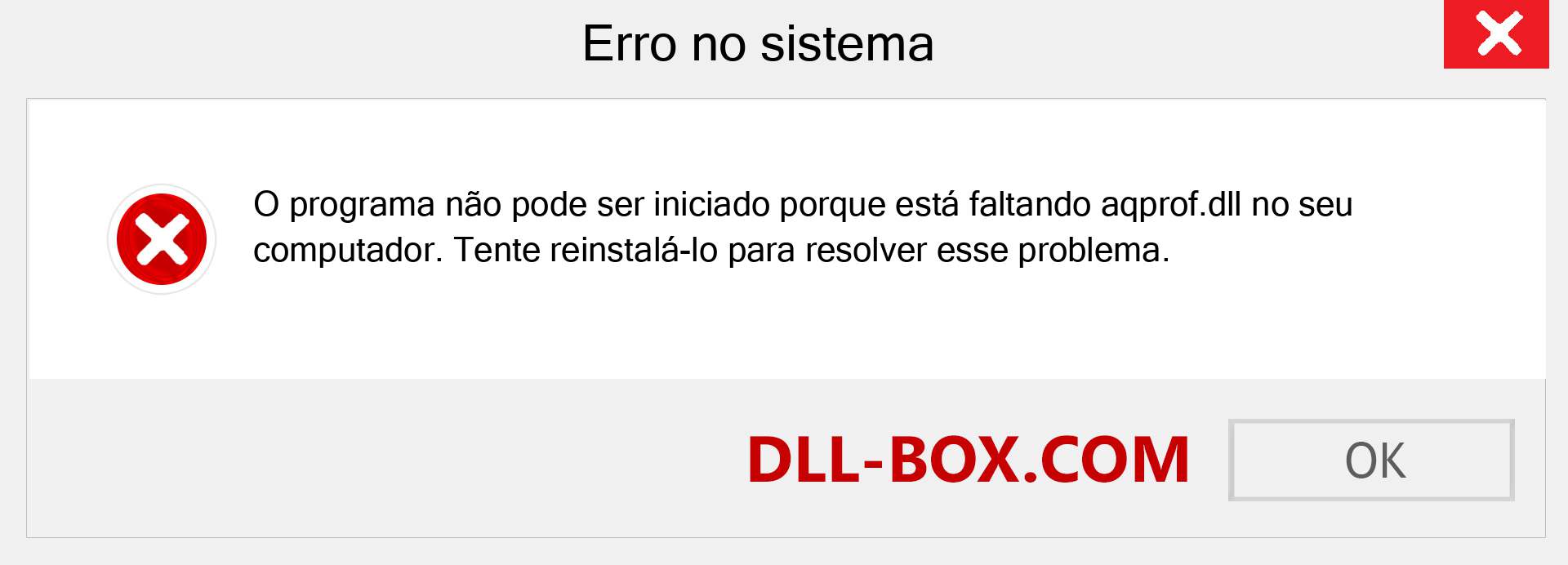 Arquivo aqprof.dll ausente ?. Download para Windows 7, 8, 10 - Correção de erro ausente aqprof dll no Windows, fotos, imagens